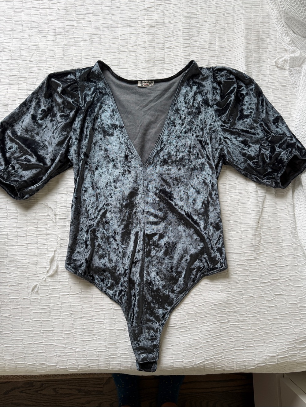 Free People Don’t You Wish Crushed Velvet Bodysuit